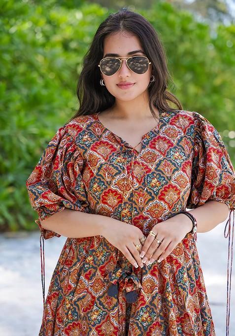 Multicolour Printed Heavy Rayon Dress