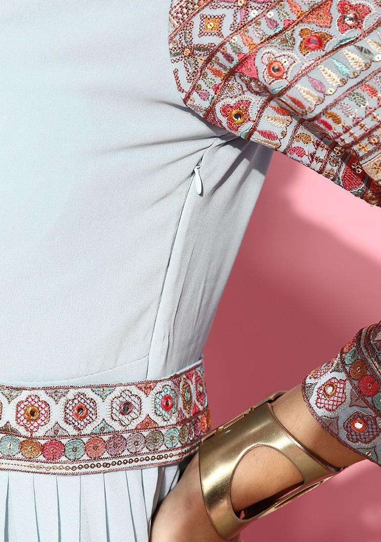 Blue Ethnic Motifs Gown