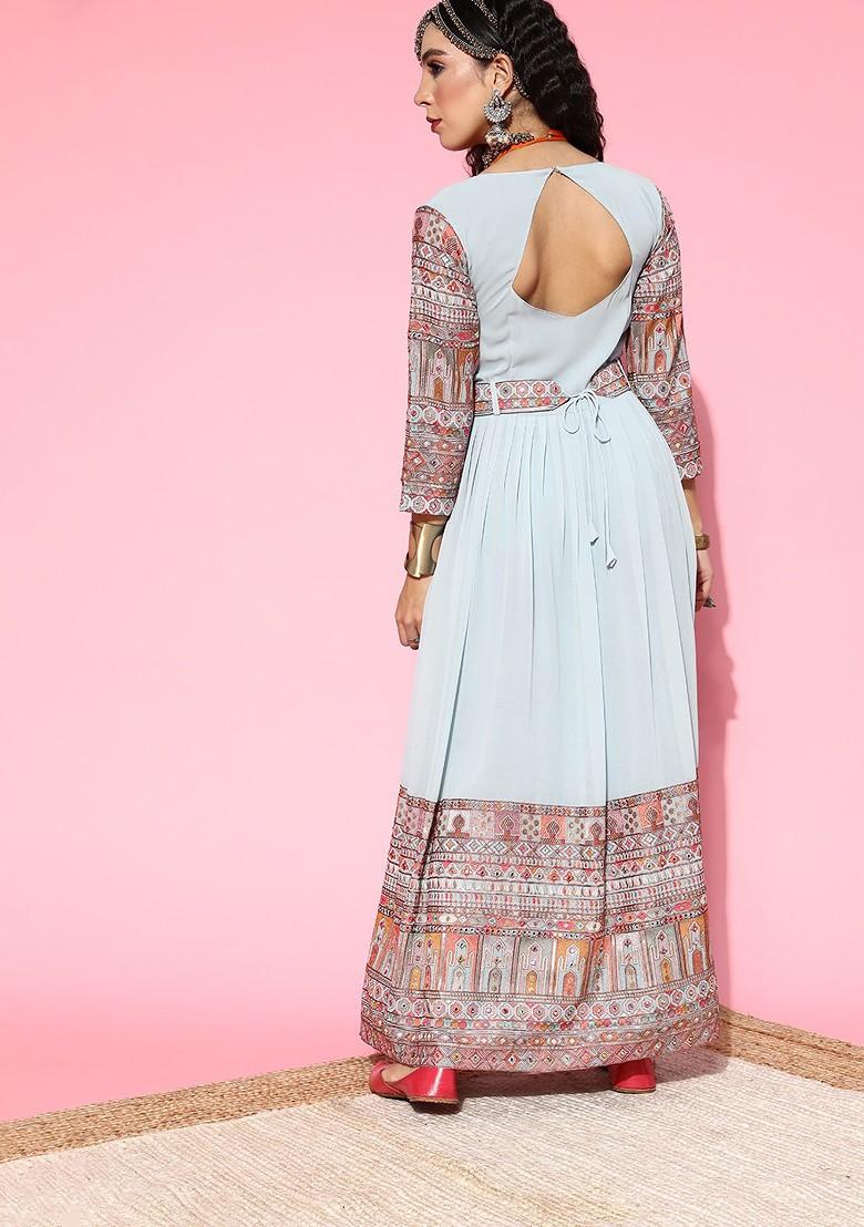 Blue Ethnic Motifs Gown