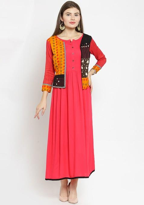 Pink Solid Maxi Dress