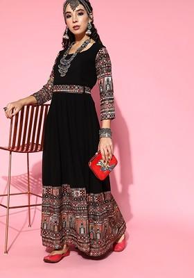 Black Ethnic Motifs Gown