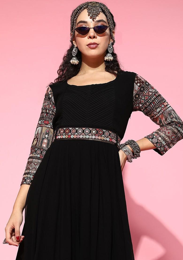 Black Ethnic Motifs Gown
