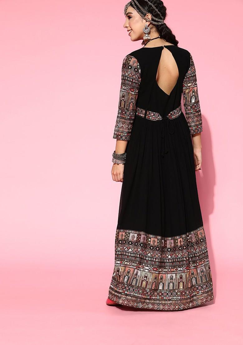 Black Ethnic Motifs Gown