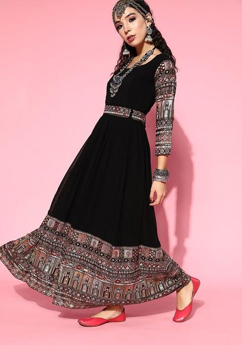 Black Ethnic Motifs Gown