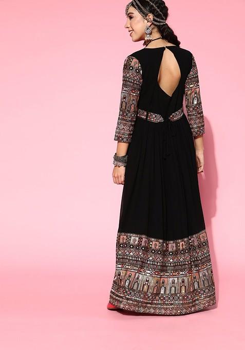 Black Ethnic Motifs Gown