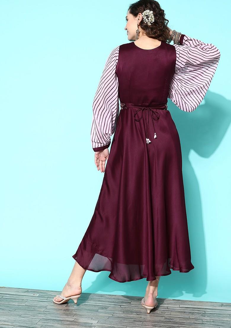 Purple Satin Maxi Dress