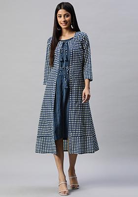 Blue Printed Cotton Dress