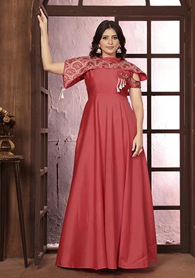 Pink Embroidered Silk Gown