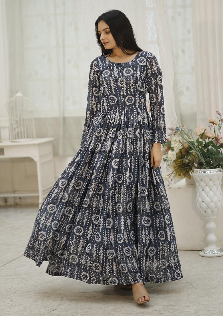 Multicolor Sequin Thread Embroidered Faux Georgette Anarkali Kurta