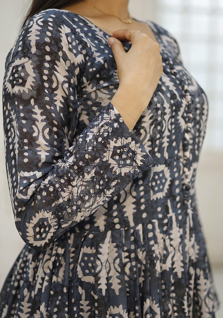 Multicolor Sequin Thread Embroidered Faux Georgette Anarkali Kurta