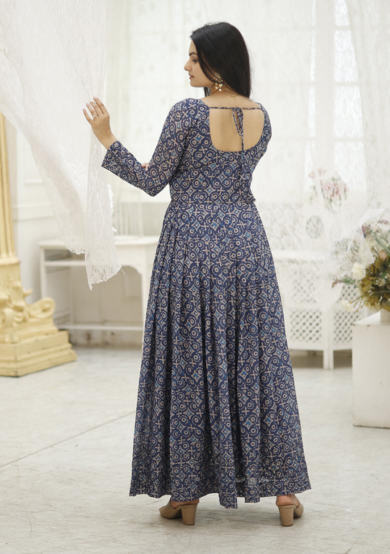 Multicolor Sequin Thread Embroidered Faux Georgette Anarkali Kurta