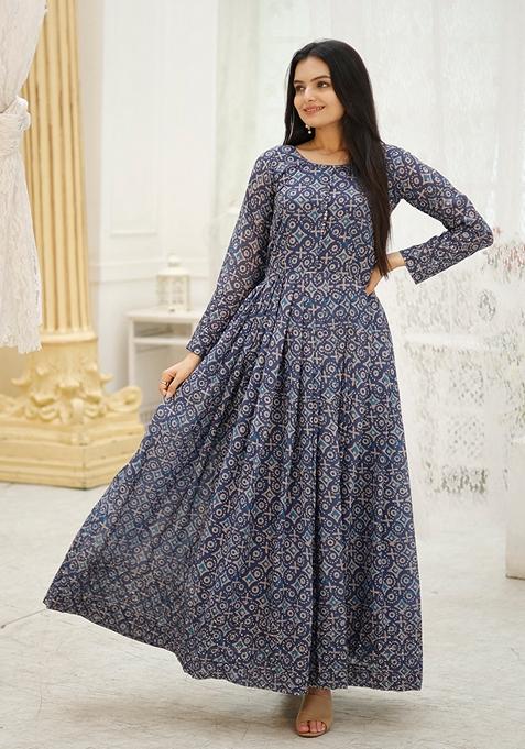 Multicolor Sequin Thread Embroidered Faux Georgette Anarkali Kurta