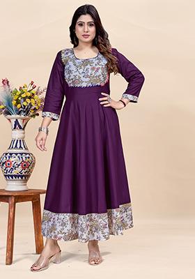 Wine Printed Rayon Kurta