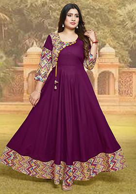 Wine Printed Rayon Kurta