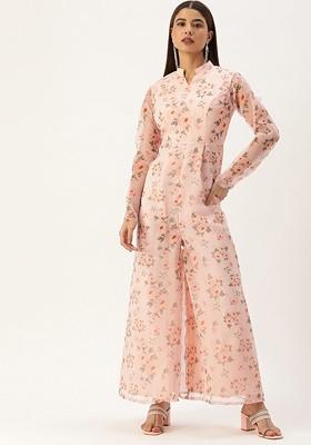 Pink Printed Poly Blend Jumpsuit