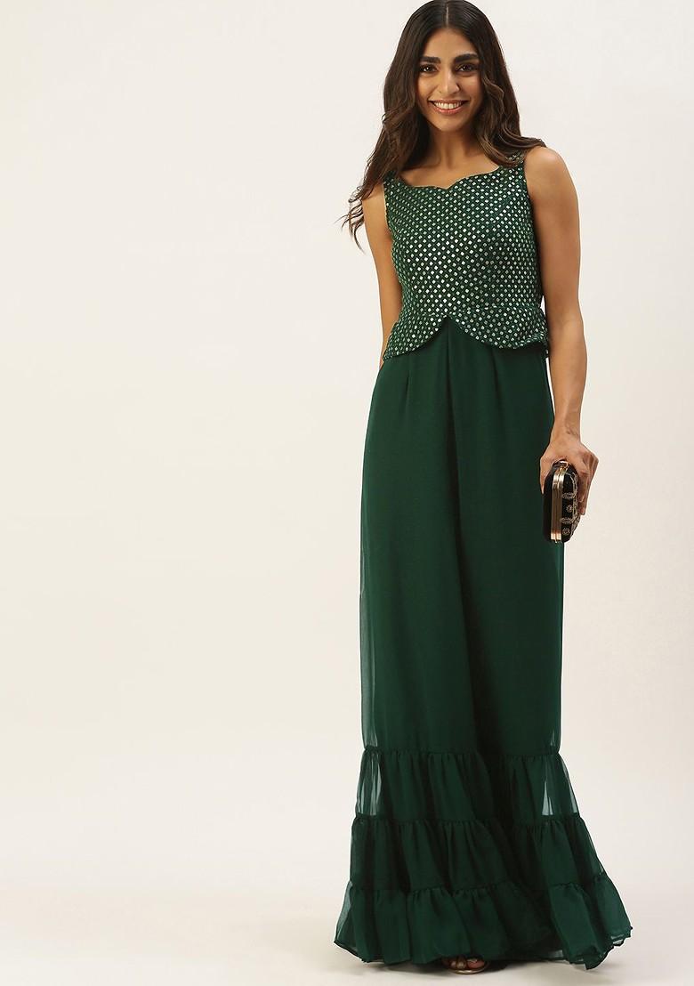 Green Printed Poly Blend Jumpsuit