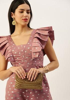 Pink Foil Print Poly Blend Jumpsuit