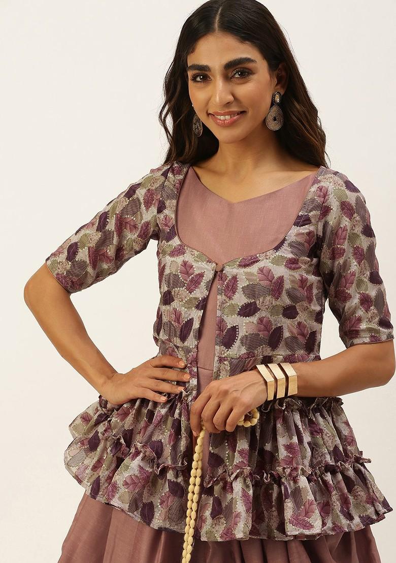 Brown Printed Poly Blend Jumpsuit