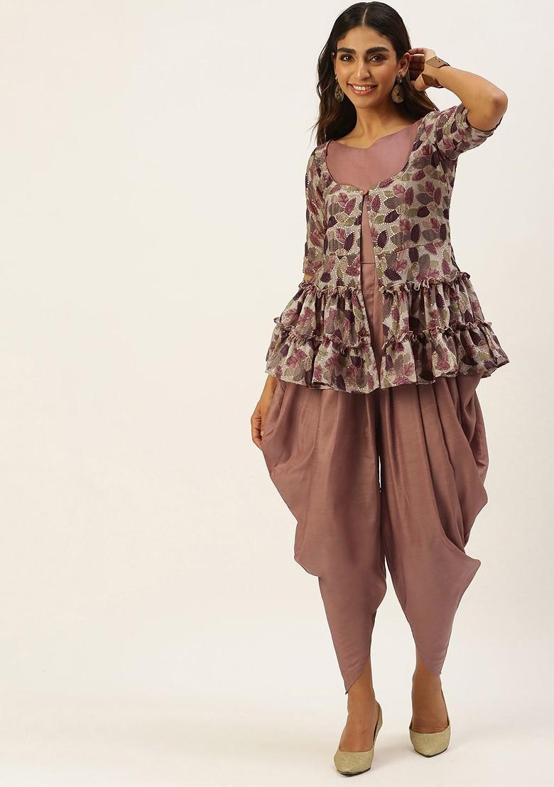 Brown Printed Poly Blend Jumpsuit