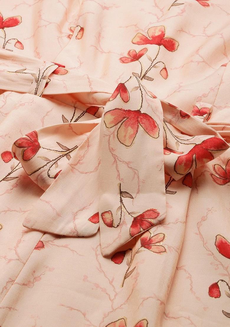 Off White Printed Poly Blend Jumpsuit