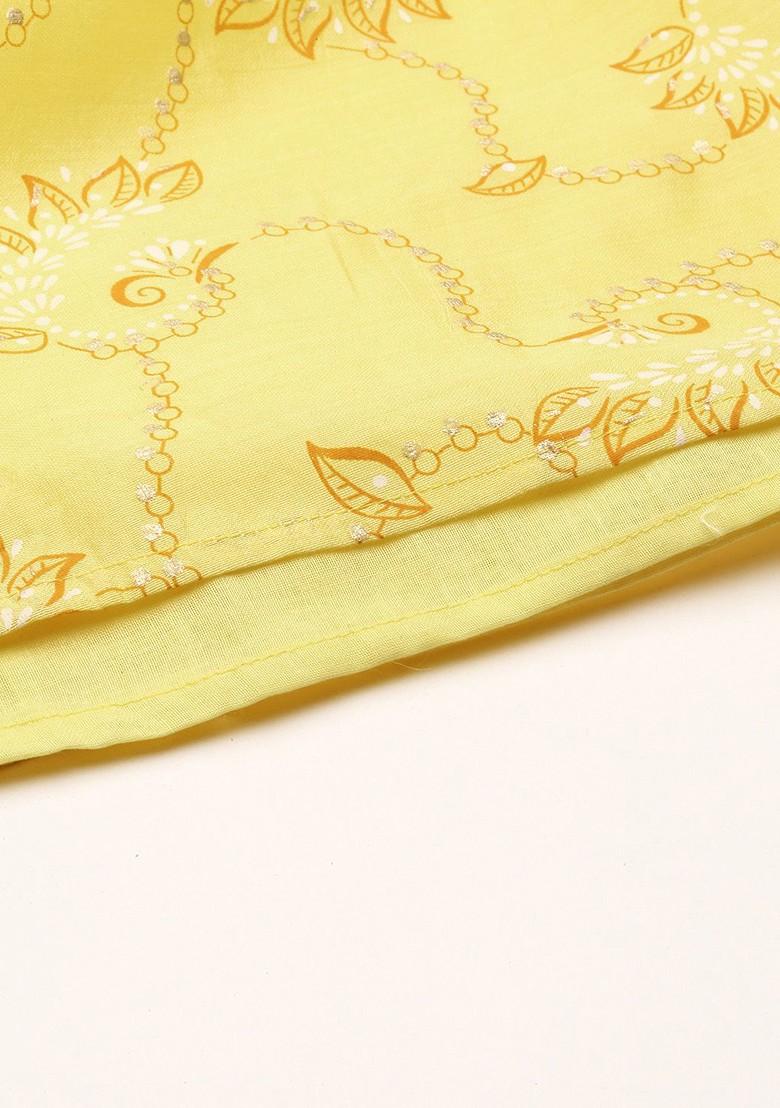 Yellow Printed Poly Blend Jumpsuit