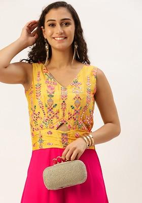 Pink Embellished Poly Blend Jumpsuit