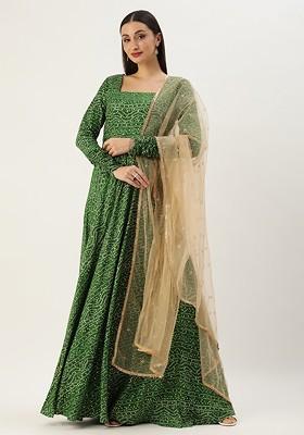Green Bandhani Print Poly Blend Tunic