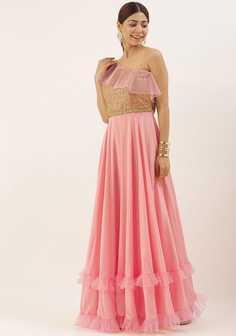 Pink Embellished Poly Blend Tunic