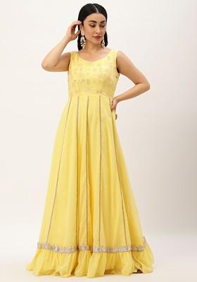 Yellow Floral Print Poly Blend Tunic