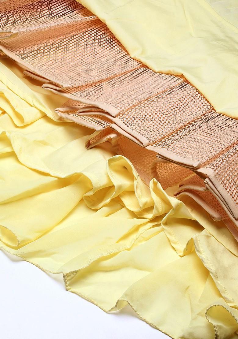 Yellow Floral Print Poly Blend Tunic