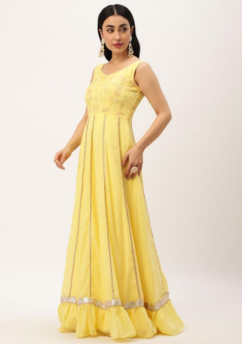 Yellow Floral Print Poly Blend Tunic