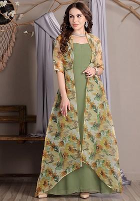 Green Floral Print Georgette Tunic