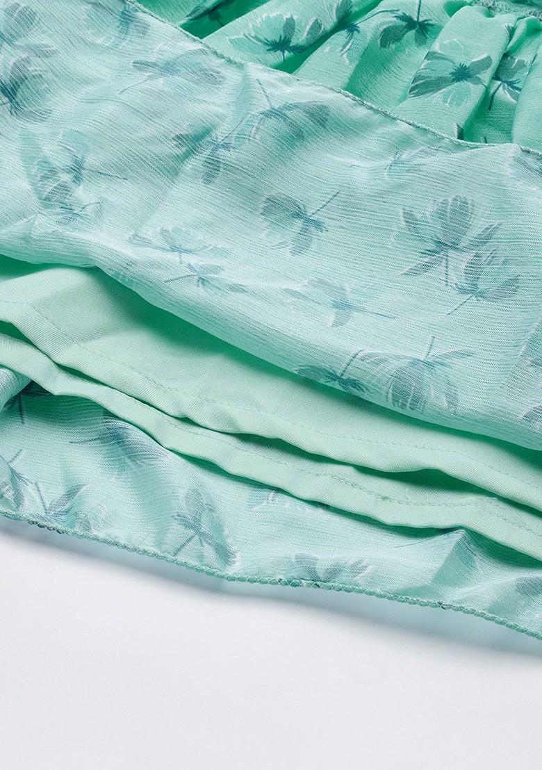 Blue Floral Print Poly Blend Tunic