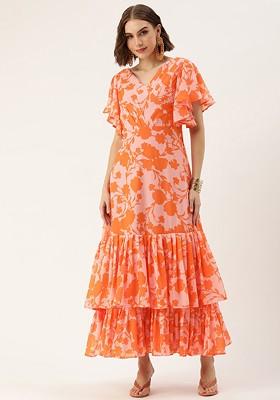 Pink Floral Print Georgette Tunic