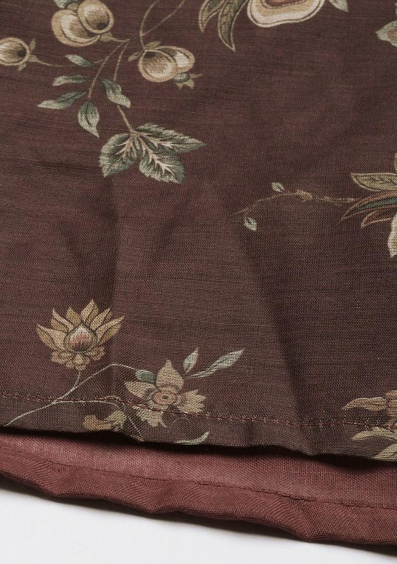 Maroon Floral Print Poly Blend Tunic