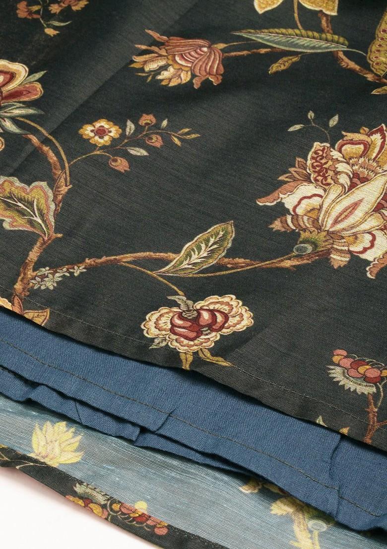 Green Floral Embroidered Poly Blend Tunic