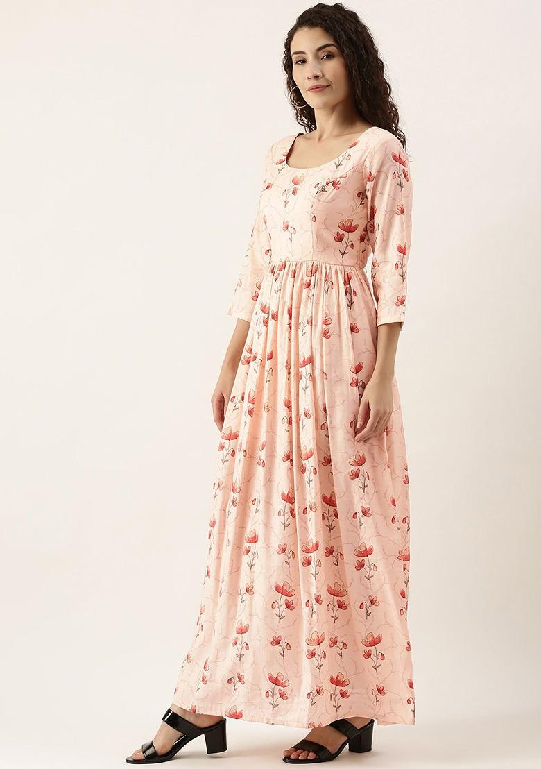 Off White Floral Print Poly Blend Tunic