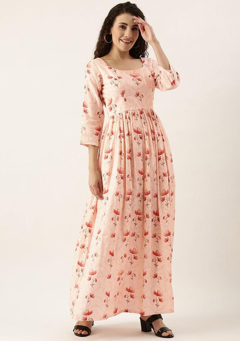 Off White Floral Print Poly Blend Tunic