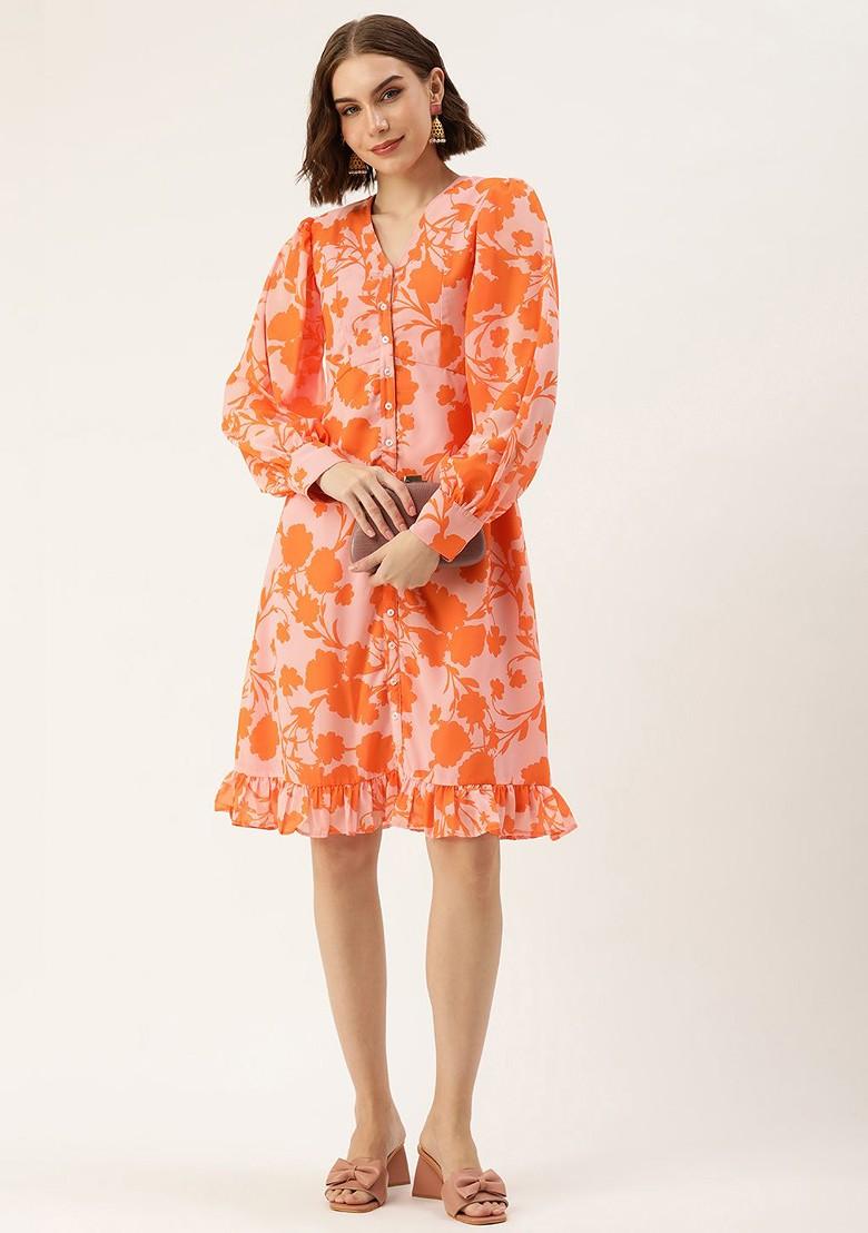 Pink Floral Print Georgette Tunic