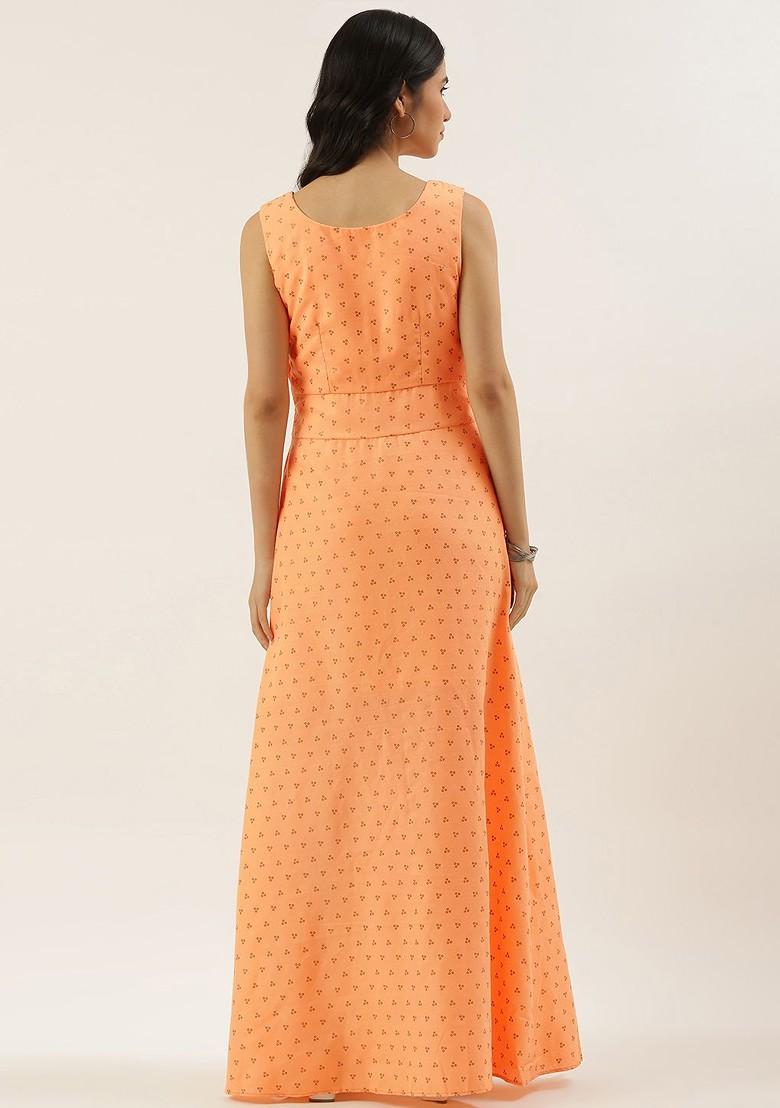 Peach Foil Print Cotton Tunic