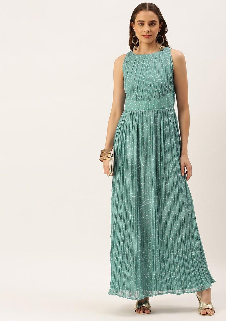 Sea Green Floral Print Georgette Tunic