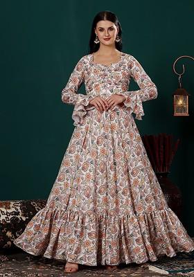 White Floral Print Poly Blend Tunic