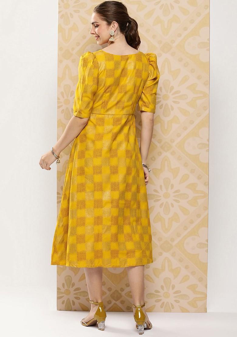 Mustard Printed Poly Blend Tunic