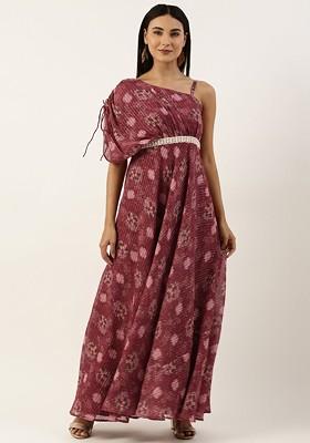 Purple Floral Embroidered Georgette Tunic