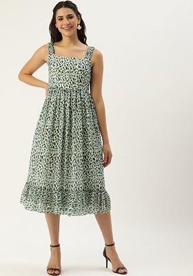 White Printed Poly Blend Tunic