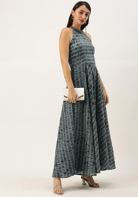 Grey Printed Poly Blend Tunic