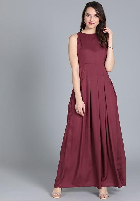 Burgundy Solid Poly Blend Tunic