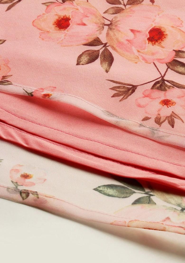 Pink Floral Print Poly Blend Tunic