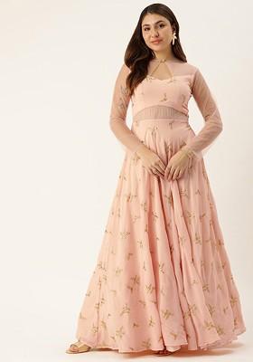 Peach Floral Print Poly Blend Tunic