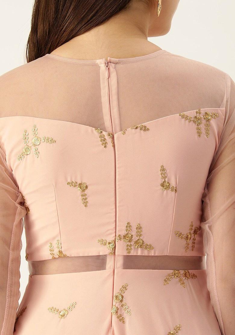 Peach Floral Print Poly Blend Tunic